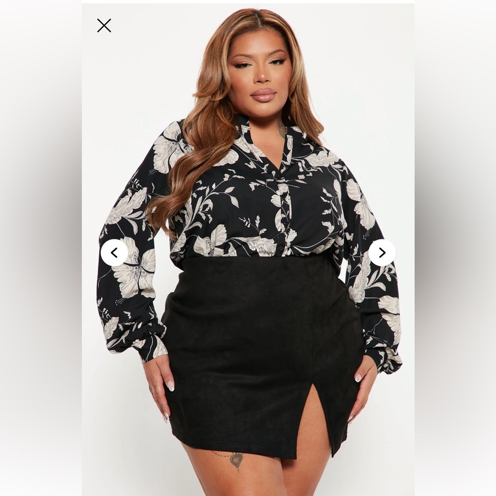*BRAND NEW/ UNUSED* Women’s FashionnFloral Emotions Button Down Black Top- Small - Picture 4 of 11